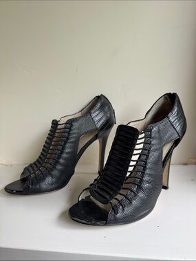 Nine West Black Cage Peep-Toe High Heels